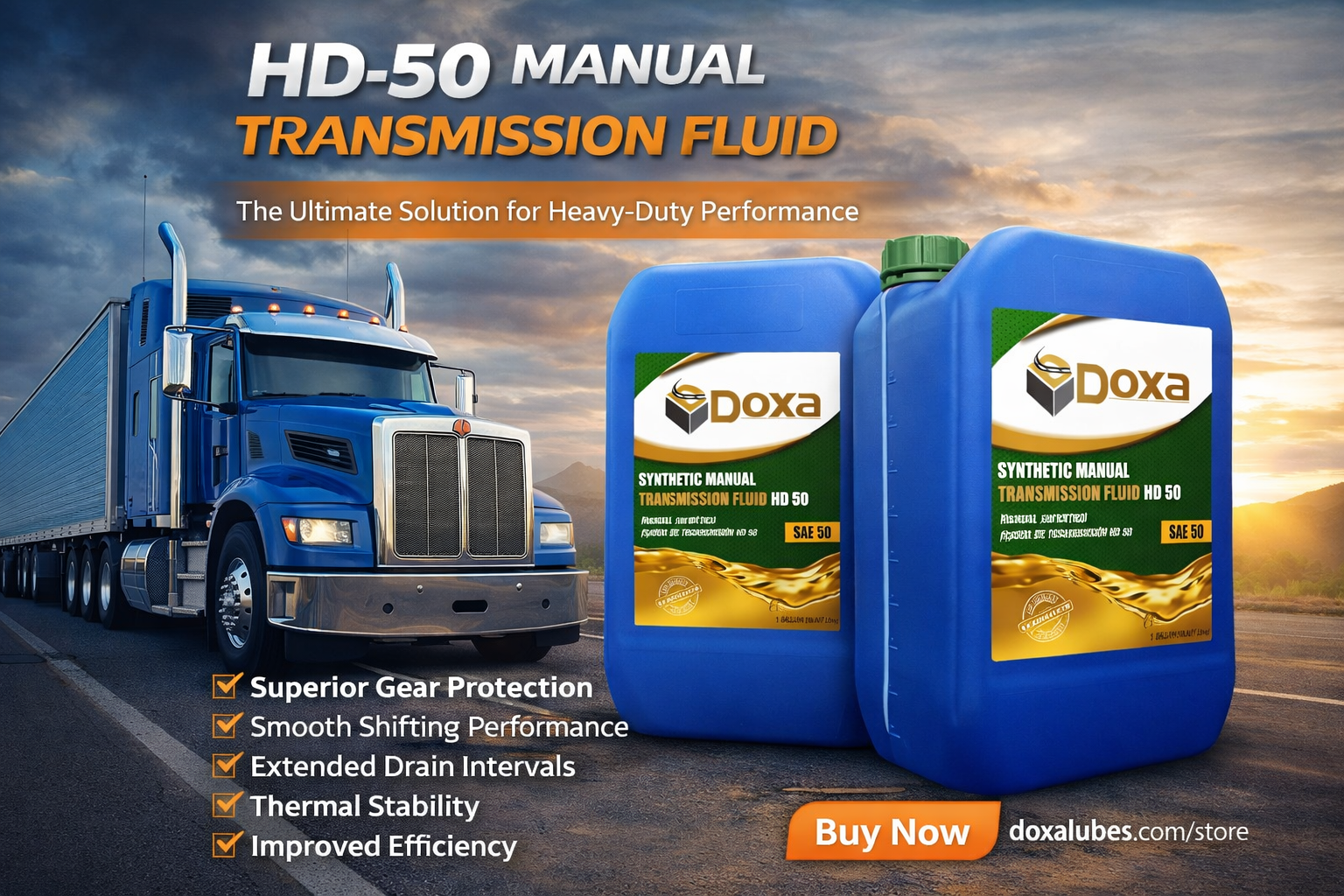 HD-50 transmission fluid for heavy duty trucks by Doxalubes